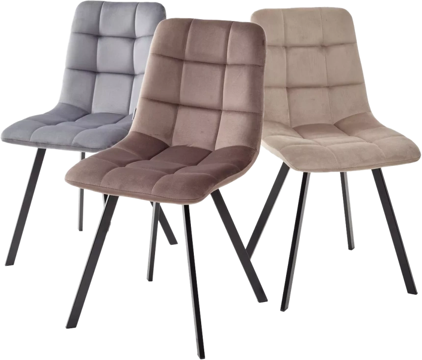 Стул Chilli Square, мягкий, Bluvel-14 серый, велюр, черный каркас