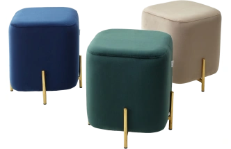 Пуф Ares, Bluvel-86 navy blue / gold