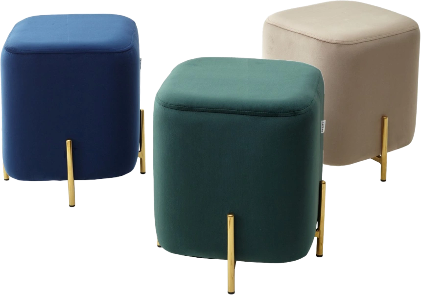 Пуф Ares, Bluvel-86 navy blue / gold