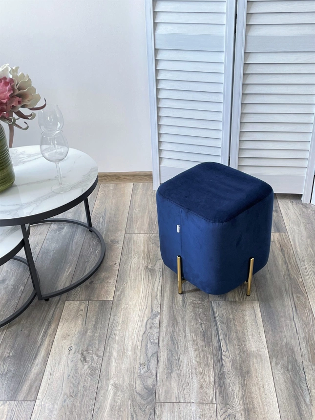 Пуф Ares, Bluvel-86 navy blue / gold