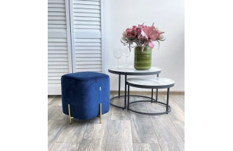 Пуф Ares, Bluvel-86 navy blue / gold