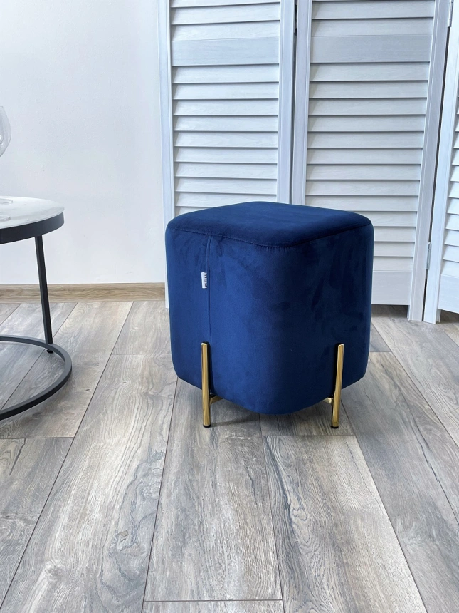 Пуф Ares, Bluvel-86 navy blue / gold