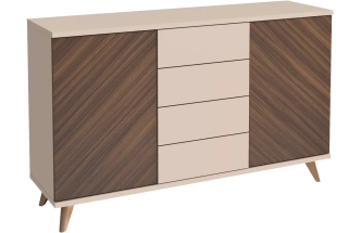 Комод Хармони, 2 двери, 4 ящика, Бежевый / Древесный