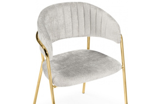 Стул Kamelia, на металлокаркасе, светло-серый / золото