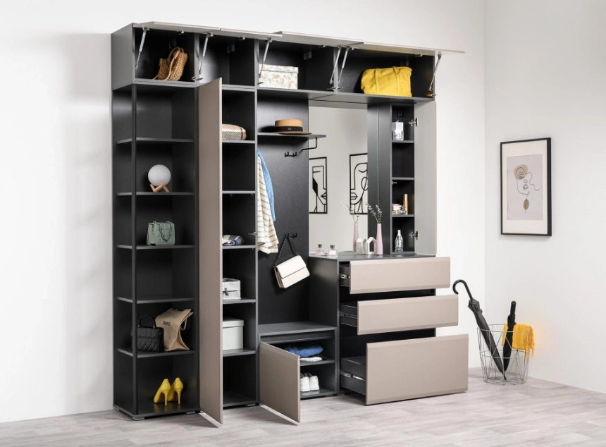 Шкаф-пенал Сейдиль, 16.367.01, антрацит / веллюто капучино