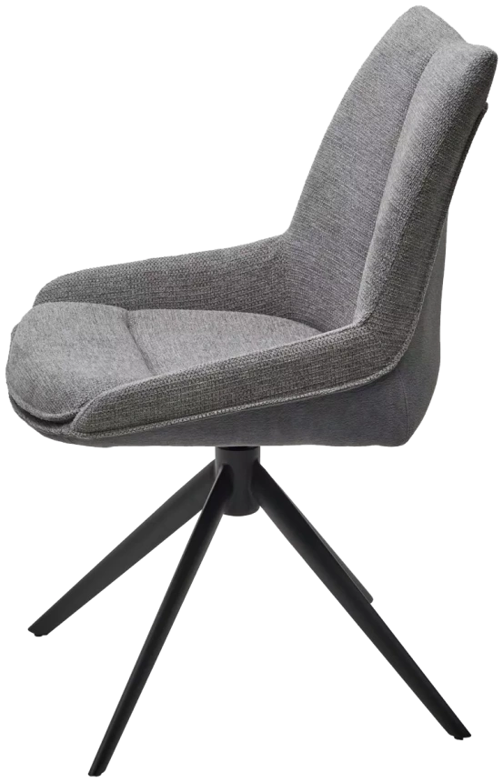 Стул Oskar, мягкий, поворотный, KN01-03 серый, BZ1046-02 темно-серый, ткань, черный каркас