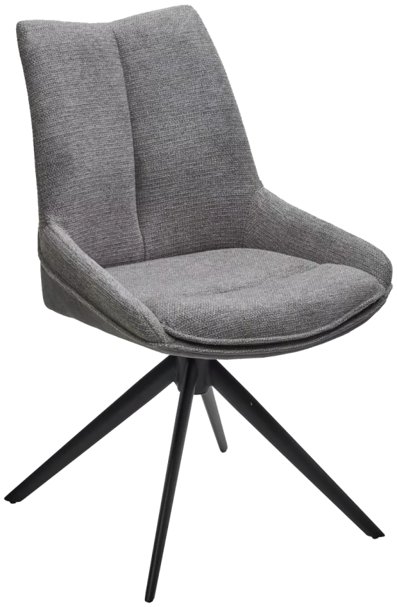 Стул Oskar, мягкий, поворотный, KN01-03 серый, BZ1046-02 темно-серый, ткань, черный каркас