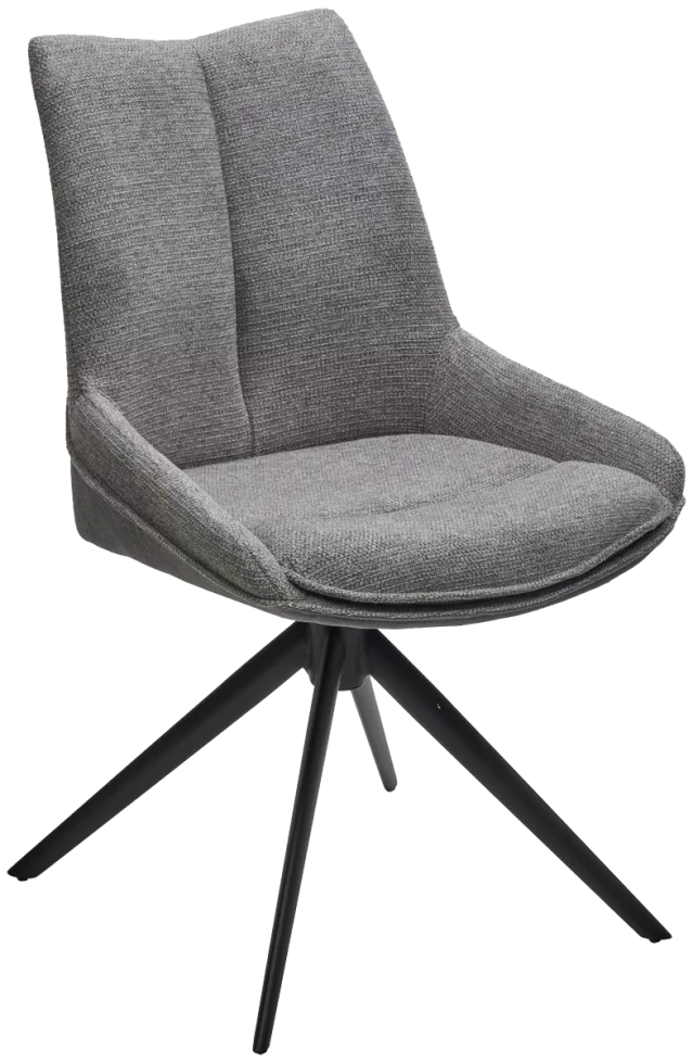 Стул Oskar, мягкий, поворотный, KN01-03 серый, BZ1046-02 темно-серый, ткань, черный каркас