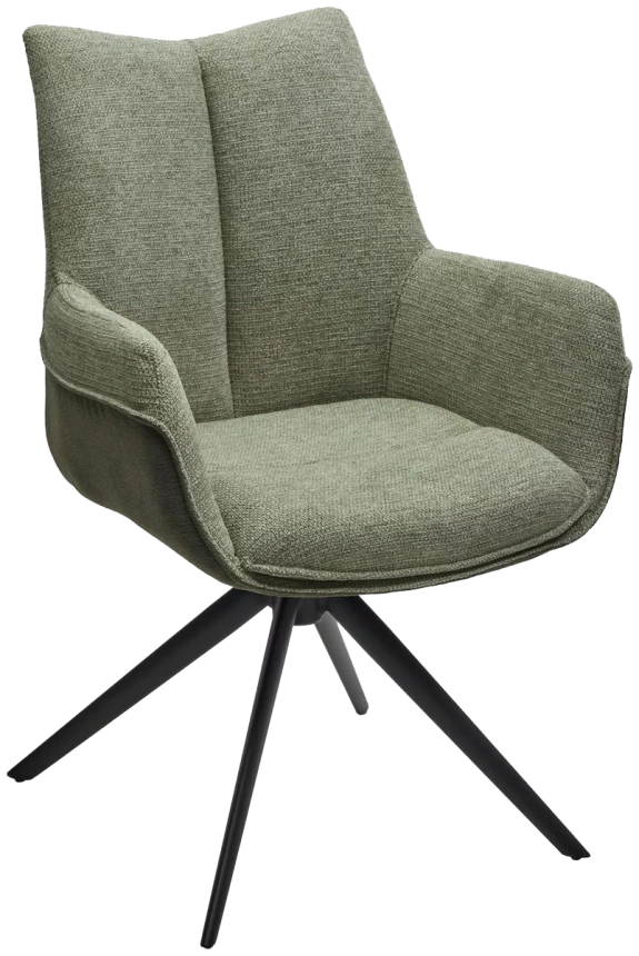 Стул Pontus, мягкий, поворотный, KN01-15 олива, BZ1046-18 темно-зеленый, ткань, черный каркас