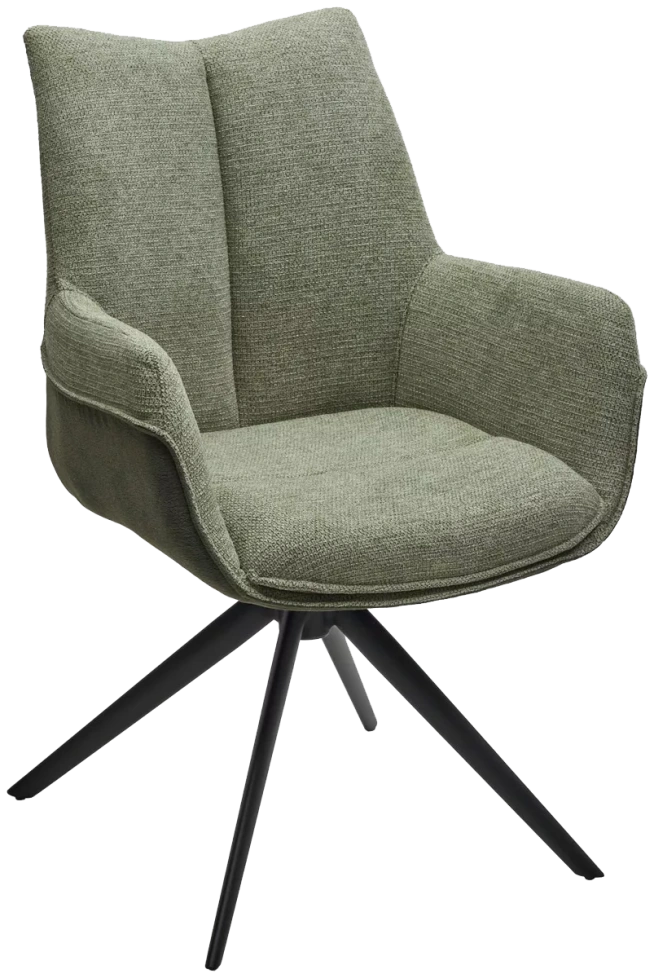 Стул Pontus, мягкий, поворотный, KN01-15 олива, BZ1046-18 темно-зеленый, ткань, черный каркас