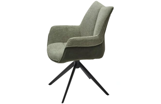 Стул Pontus, мягкий, поворотный, KN01-15 олива, BZ1046-18 темно-зеленый, ткань, черный каркас