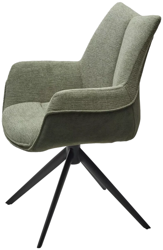 Стул Pontus, мягкий, поворотный, KN01-15 олива, BZ1046-18 темно-зеленый, ткань, черный каркас