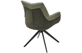 Стул Pontus, мягкий, поворотный, KN01-15 олива, BZ1046-18 темно-зеленый, ткань, черный каркас