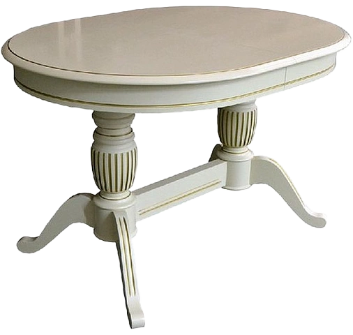 Кухонный стол Леонардо 2 овал 120, слоновая кость с золочением