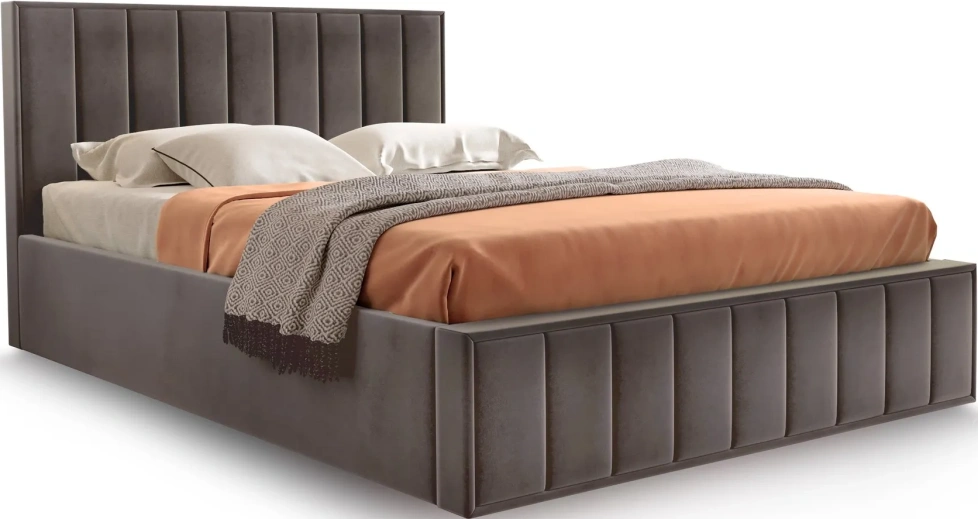 Кровать Женева 140, полутораспальная, мягкая, мора темно-коричневый