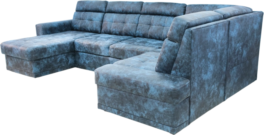 Диван модульный П-образный Мартин, цвет Маборо 16 голубой, с задней тканью