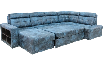 Диван модульный П-образный Мартин, цвет Маборо 16 голубой, с задней тканью
