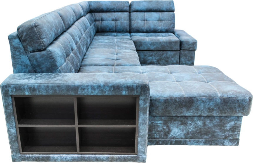 Диван модульный П-образный Мартин, цвет Маборо 16 голубой, с задней тканью