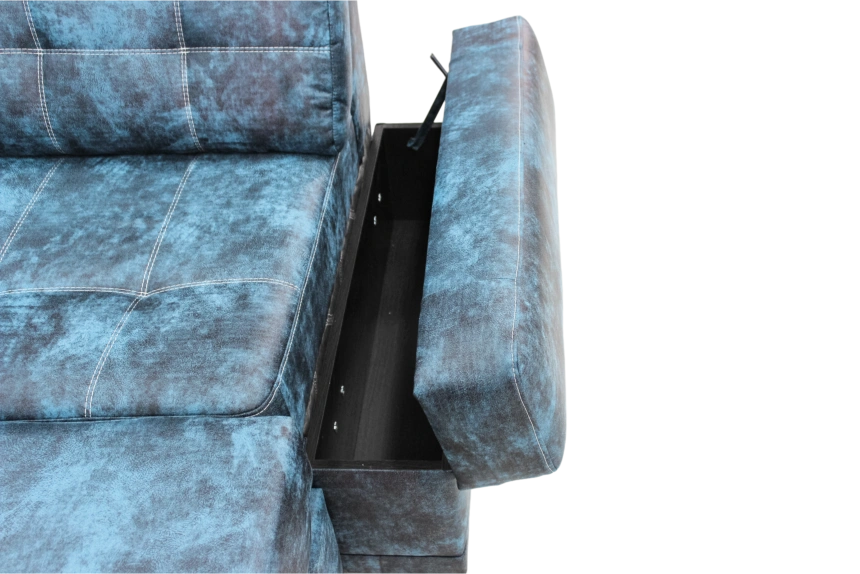 Диван модульный П-образный Мартин, цвет Маборо 16 голубой, с задней тканью