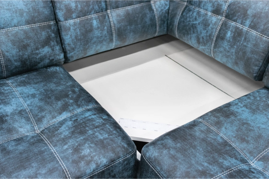 Диван модульный П-образный Мартин, цвет Маборо 16 голубой, с задней тканью