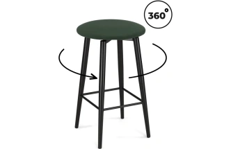 Полубарный табурет Гангток, крутящийся, изумруд / черный матовый