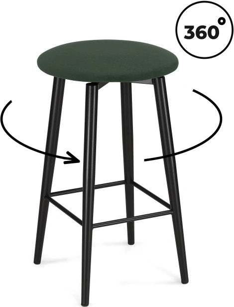Полубарный табурет Гангток, крутящийся, изумруд / черный матовый
