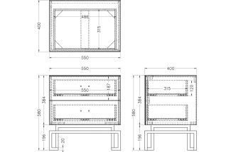 Тумба прикроватная KFG085-NI, с ящиками 