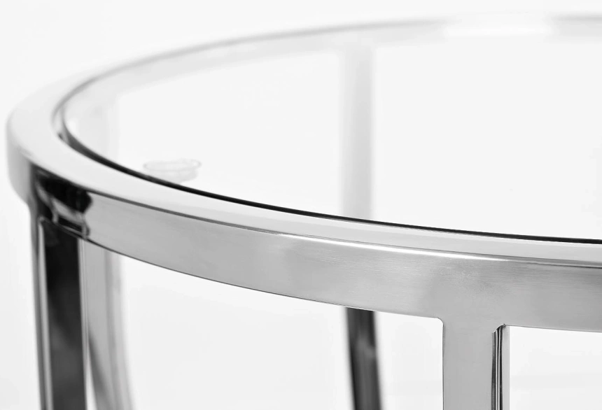 Журнальный стол 13RXET4037-SILVER, 50x50x60, закаленное стекло, прозрачный / серебро