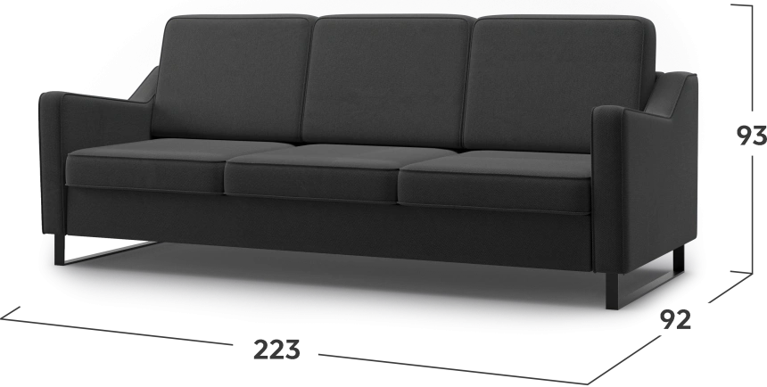 Диван прямой Даллас, модель 050, Inari 100 black (черный)