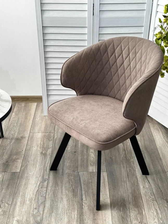 Стул Skat, мягкий, поворотный, B5 капучино, велюр, черный каркас