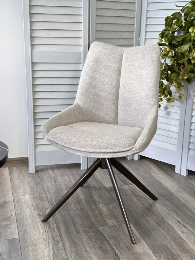 Стул Oskar, мягкий, поворотный, KN01-05 бежевый, BZ1046-11 бежевый, ткань, шоколадное золото каркас