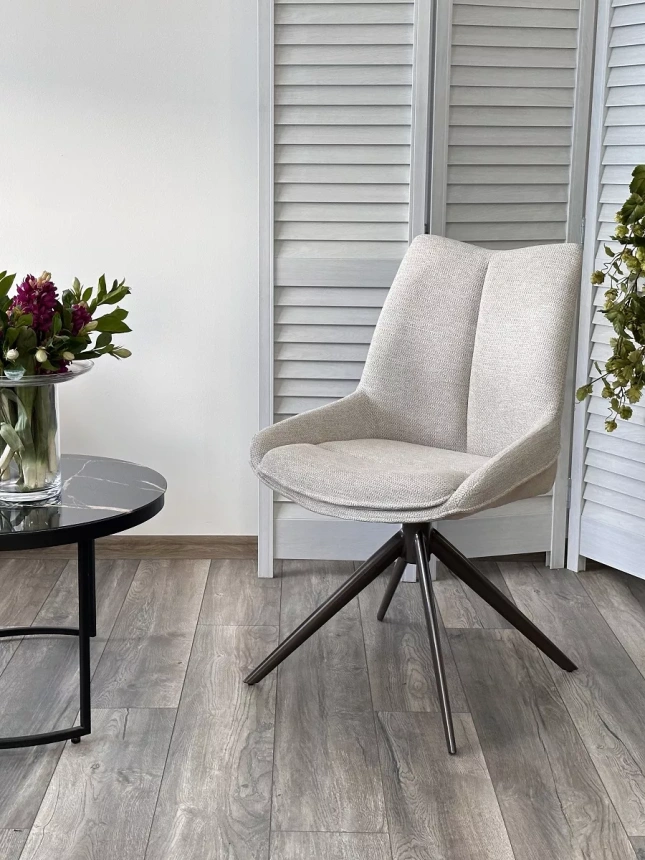 Стул Oskar, мягкий, поворотный, KN01-05 бежевый, BZ1046-11 бежевый, ткань, шоколадное золото каркас