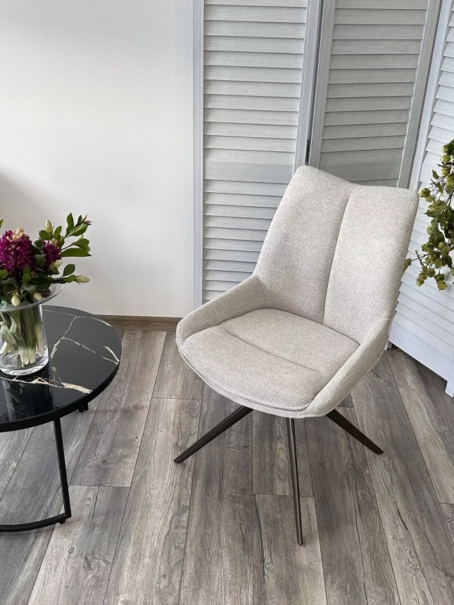 Стул Oskar, мягкий, поворотный, KN01-05 бежевый, BZ1046-11 бежевый, ткань, шоколадное золото каркас