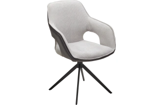 Стул Rocks, мягкий, поворотный, светло-серый Enjoy 151 ткань, темно-серый Maison 95, PU, черный каркас