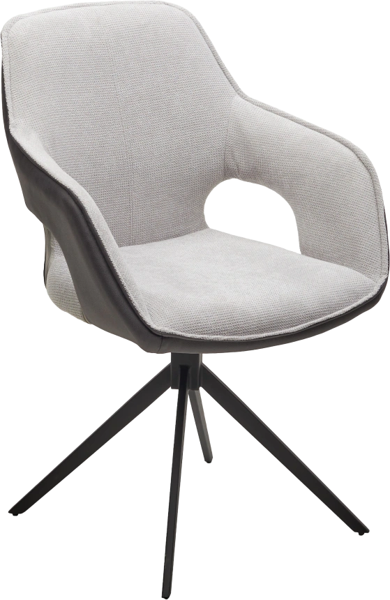 Стул Rocks, мягкий, поворотный, светло-серый Enjoy 151 ткань, темно-серый Maison 95, PU, черный каркас