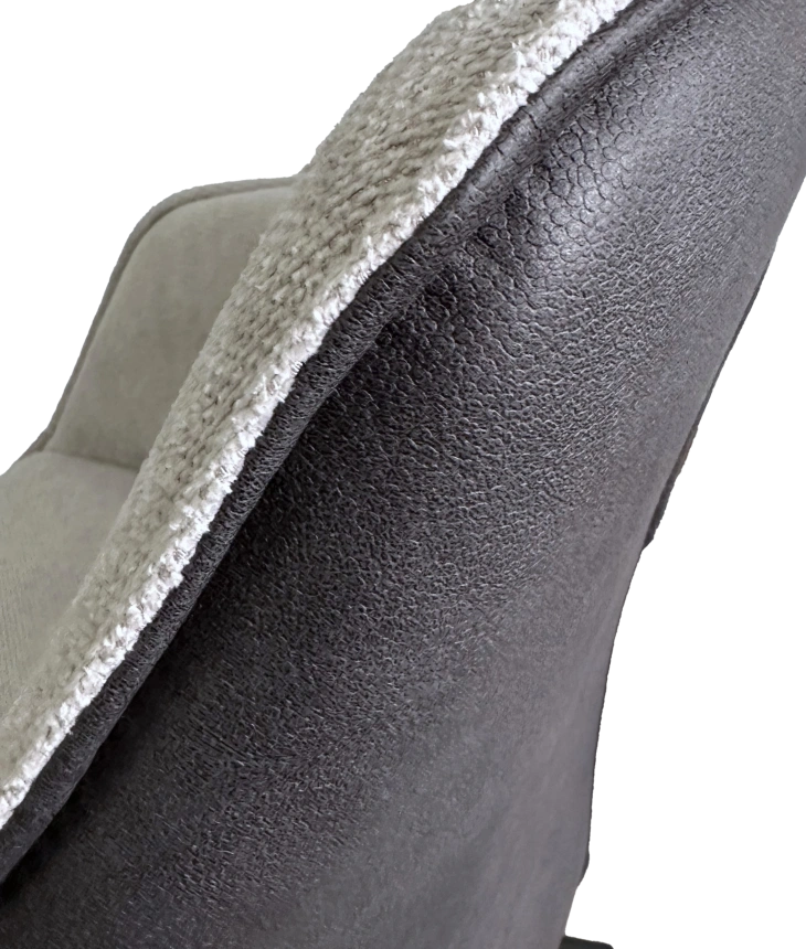 Стул Rocks, мягкий, поворотный, светло-серый Enjoy 151 ткань, темно-серый Maison 95, PU, черный каркас