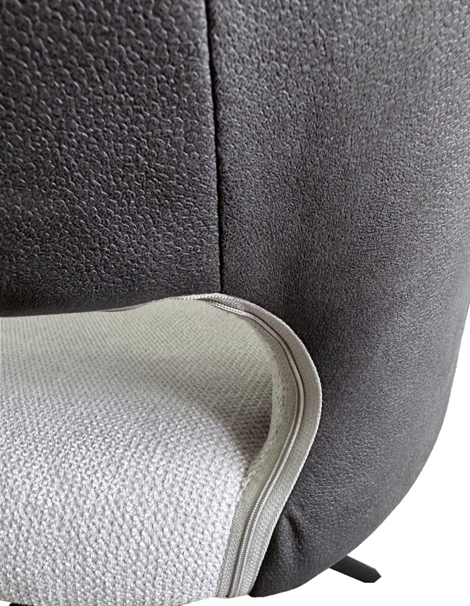 Стул Rocks, мягкий, поворотный, светло-серый Enjoy 151 ткань, темно-серый Maison 95, PU, черный каркас