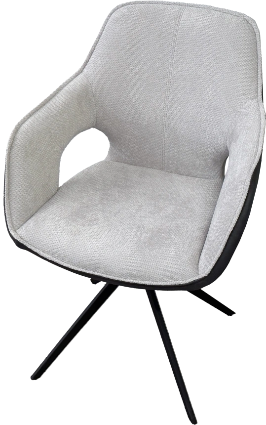 Стул Rocks, мягкий, поворотный, светло-серый Enjoy 151 ткань, темно-серый Maison 95, PU, черный каркас