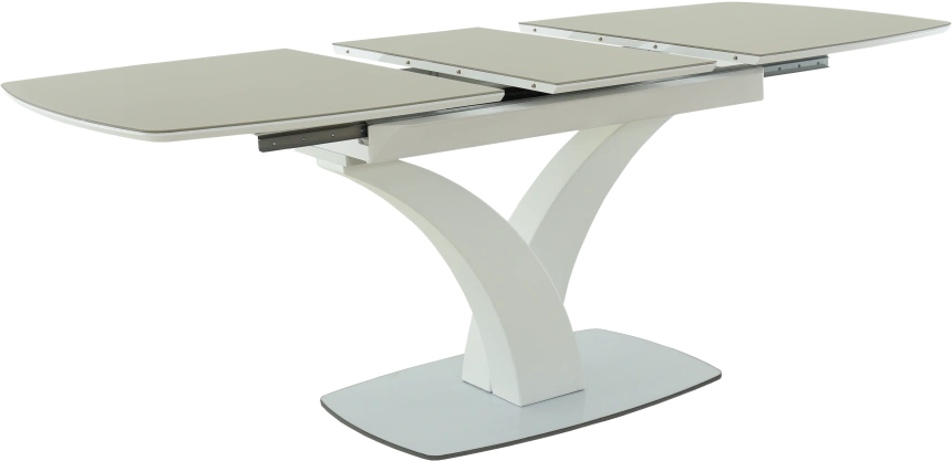 Кухонный стол Нотр Дам, капучино, ПМ стекло, каркас белый