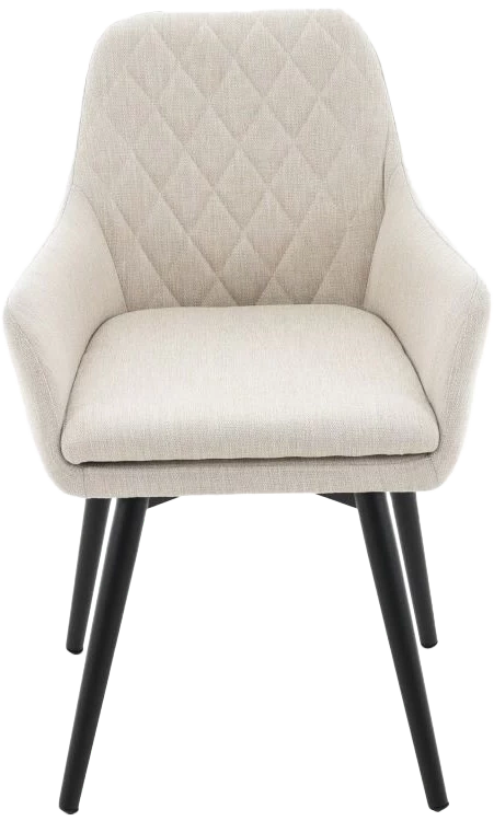 Стул Ardeko, мягкий с подлокотниками, бежевый, рогожка, каркас черный