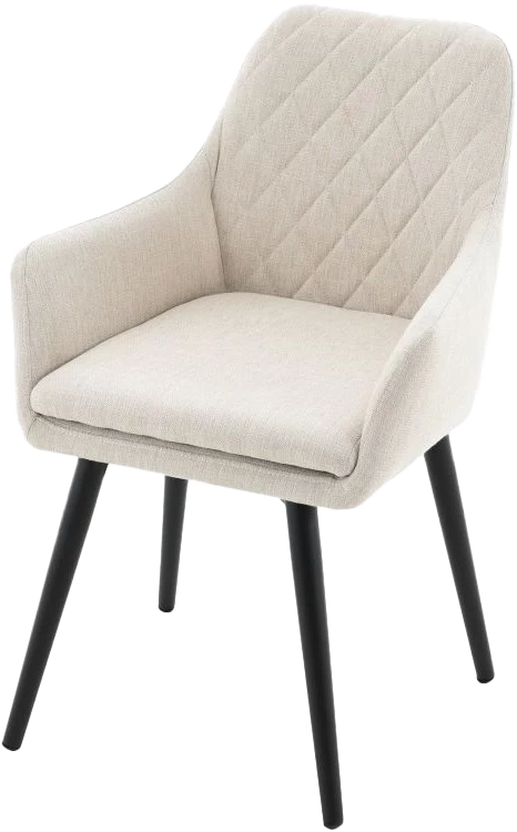 Стул Ardeko, мягкий с подлокотниками, бежевый, рогожка, каркас черный