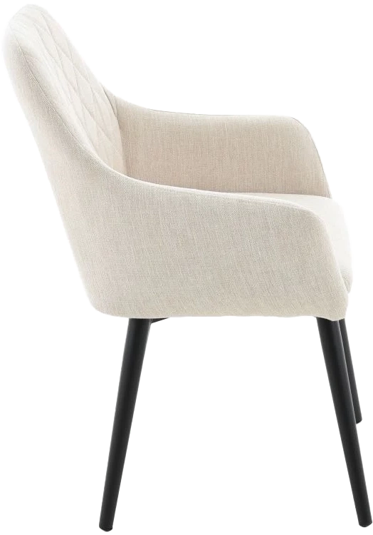 Стул Ardeko, мягкий с подлокотниками, бежевый, рогожка, каркас черный