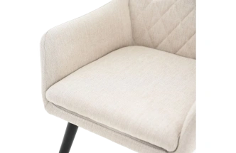 Стул Ardeko, мягкий с подлокотниками, бежевый, рогожка, каркас черный