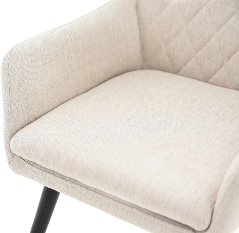 Стул Ardeko, мягкий с подлокотниками, бежевый, рогожка, каркас черный