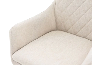 Стул Ardeko, мягкий с подлокотниками, бежевый, рогожка, каркас черный