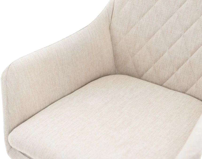 Стул Ardeko, мягкий с подлокотниками, бежевый, рогожка, каркас черный