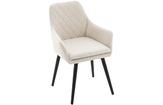 Стул Ardeko, мягкий с подлокотниками, бежевый, рогожка, каркас черный