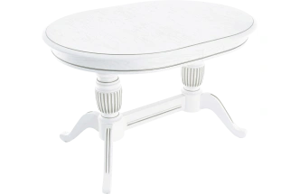 Кухонный стол Леонардо 2 овал 120, эмаль белая с золочением