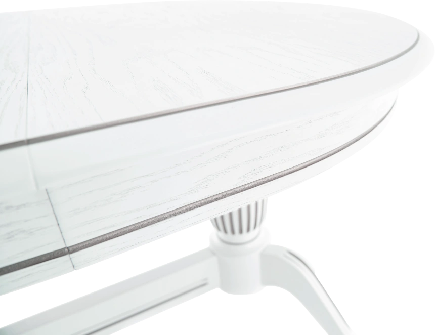 Кухонный стол Леонардо 2 овал 120, эмаль белая с золочением