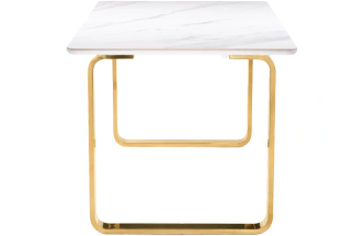 Кухонный стол Селена 4, 180x90x77, керамика, белый мрамор, каркас золотой